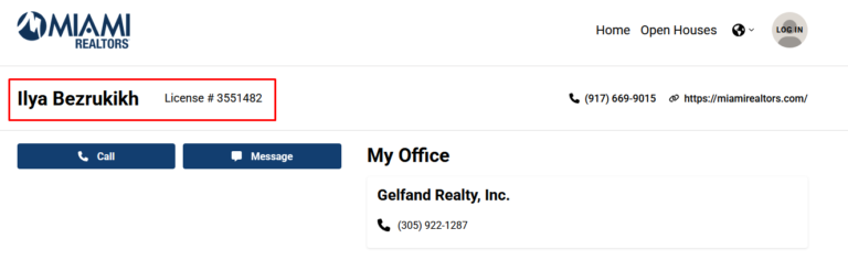 Ilya Bezrukikh's realtor license number
